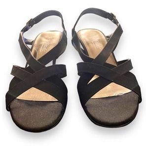 Walking Cradles Rose Petals Casual Dressy Dancing Black Material Upper Sz 9WW